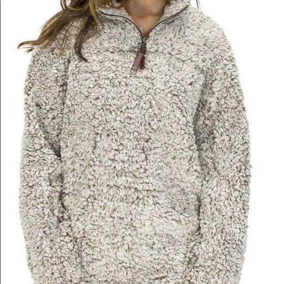 frosted tip sherpa pullover